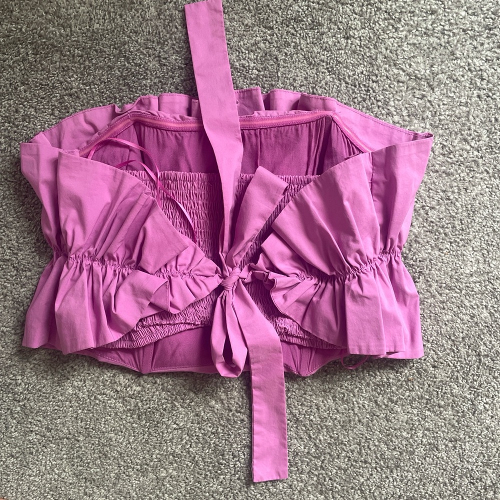 Pink Strapless Ruffled Top - Picture 2 of 2